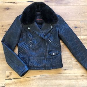 Steve Madden Black Biker Jacket w/Removable Collar